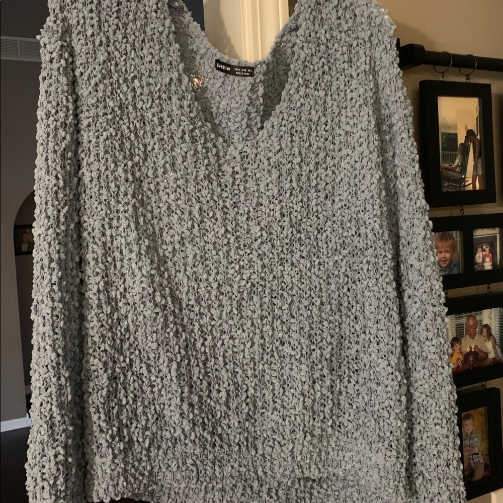 Shein Drop Shoulder Popcorn Knit Sweater